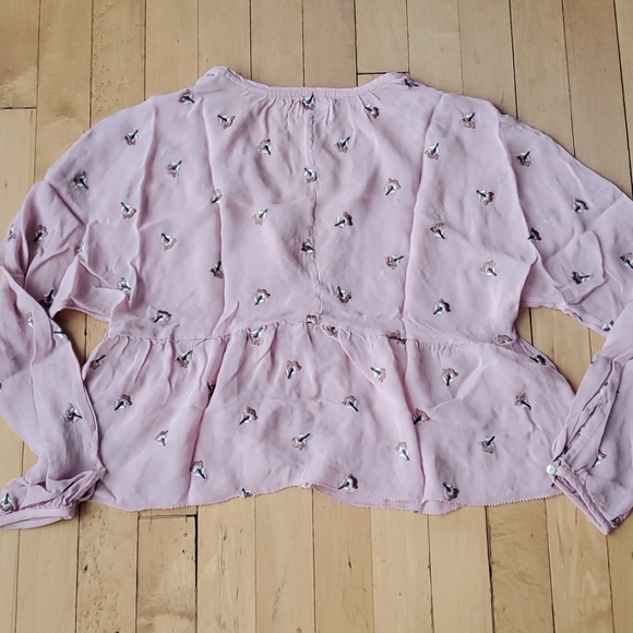 Aritzia Wilfred Peplum Embroidered Blouse Sz XS - Picture 2 of 5